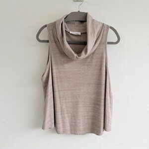 Taupe Brown Sleeveless Cowl Neck Top